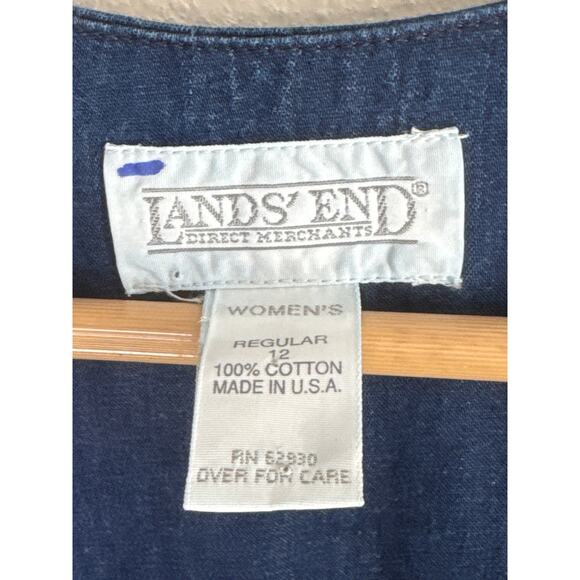 Vintage Lands End Sleeveless Denim Dress Sz 12 Teacher Blue Jean Overall Dress - Picture 5 of 6